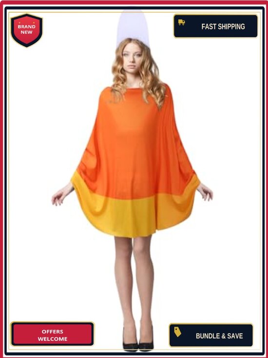 Other - 2 Piece Halloween Candy Corn Poncho and Hat Costume for Women